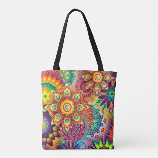 Cool Boho Psychedelic Art gepersonaliseerd Tote Bag (Achterkant)