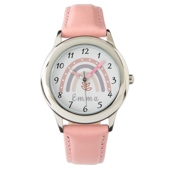 Cool Boho Rainbow met persoonlijke naam Horloge (Voorkant)