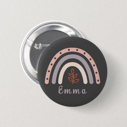 Cool Boho Rainbow met persoonlijke naam Ronde Button 5,7 Cm (Voorkant /achterkant)