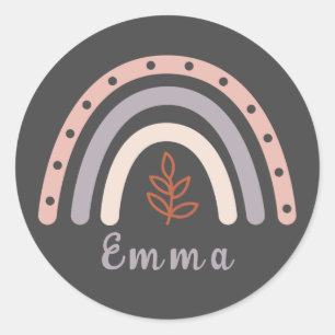 Cool Boho Rainbow met persoonlijke naam Ronde Sticker