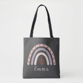 Cool Boho Rainbow met persoonlijke naam Tote Bag (Voorkant)
