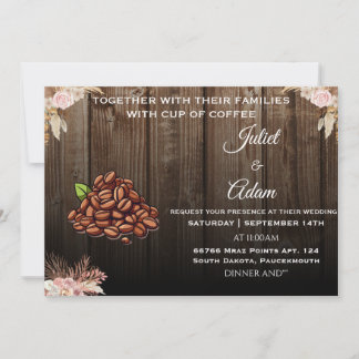 Cool boho rustieke moderne elegante koffie bruilof kaart