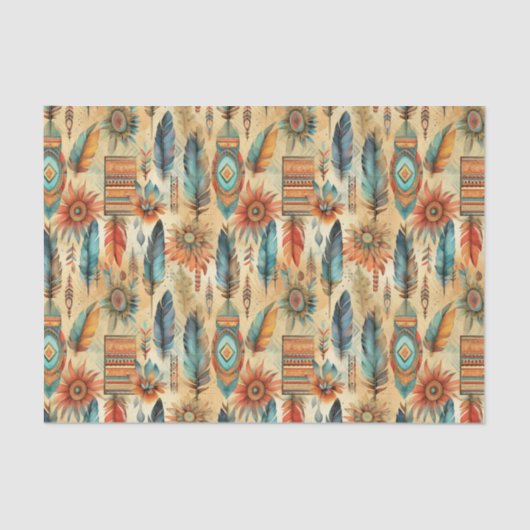 Cool Boho Westerne tegelpatroon decoupage Tissuepapier (Voorkant)