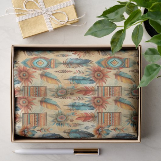 Cool Boho Westerne tegelpatroon decoupage Tissuepapier (Geschenk)