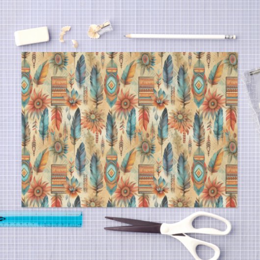Cool Boho Westerne tegelpatroon decoupage Tissuepapier (Craft)