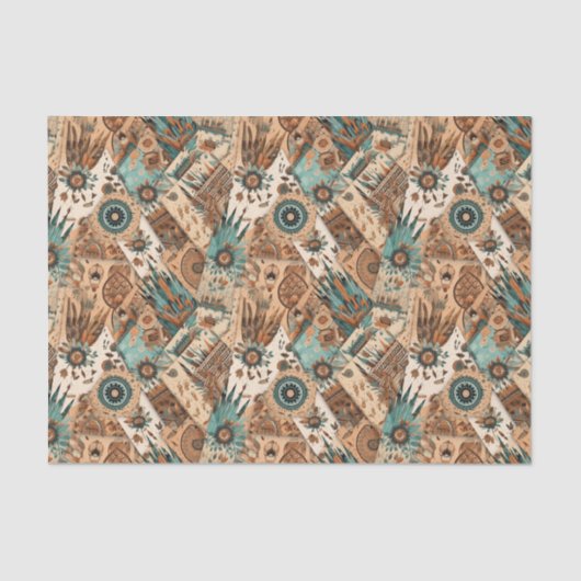 Cool Boho Westerne tegelpatroon decoupage Tissuepapier (Voorkant)