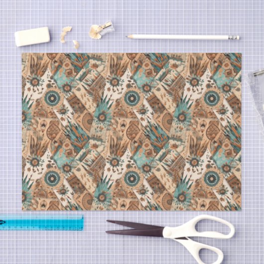 Cool Boho Westerne tegelpatroon decoupage Tissuepapier (Craft)