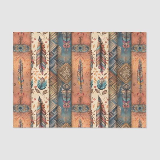 Cool Boho Westerne tegelpatroon decoupage Tissuepapier (Voorkant)
