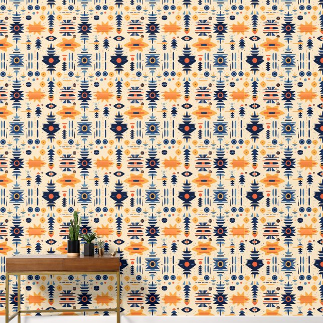 Cool Boho zuidwestelijke patroon betegeld behang (Hal)
