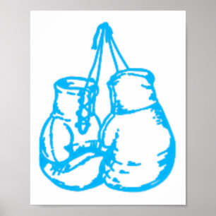 Cool Boksen Blauw Bord Met Bokshandschoenen Poster