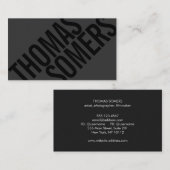 Cool BOLD Black op BLack Typografie Unieke Moderne Visitekaartje (Voorkant / Achterkant)