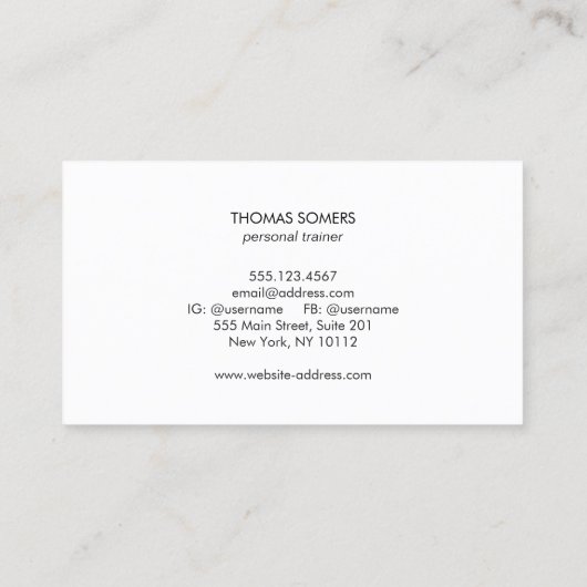 Cool Bold BLack Typography Personal Trainer Visitekaartje (Achterkant)