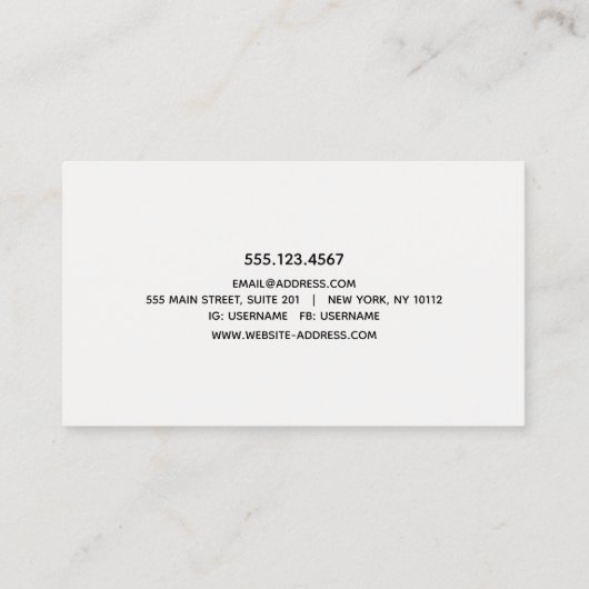 Cool Bold Black White Modern Retro Visitekaartje (Achterkant)