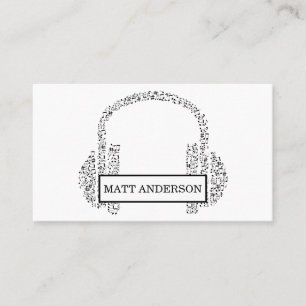 Cool Bold DJ Headphones Black Music Visitekaartje