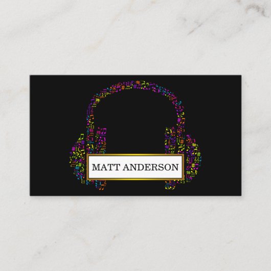 Cool Bold DJ Hoofdtelefoon Zwarte Muziek Visitekaartje (Voorkant)