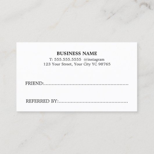 Cool Bold Donkergrijs Wit Schoonheidssalon Aanbevelingskaartje (Achterkant)