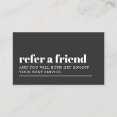 Cool Bold Donkergrijs Wit Schoonheidssalon Aanbevelingskaartje (Voorkant)