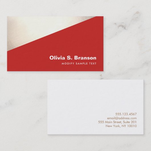 Cool Bold Geometric Red Visitekaartje (Voorkant / Achterkant)