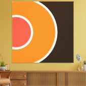 Cool Bold Helder Sinaasappel Cacao Bruin concentri Canvas Afdruk (Insitu (Woonkamer))