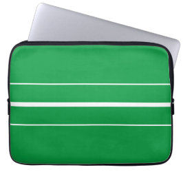Cool Bold Kelly Green White Centre Racing Stripes Laptop Sleeve