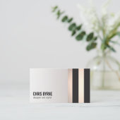 Cool Bold Modern Zwart en Roos Goud Gestreept 2 Visitekaartje (Staand voorkant)