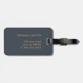 Cool Bold Monogram Deep Blue Brown Bagagelabel (Achterkant horizontaal)