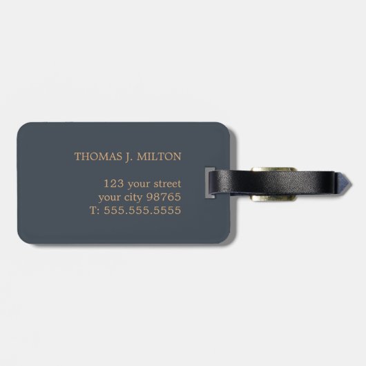 Cool Bold Monogram Deep Blue Brown Bagagelabel (Achterkant horizontaal)