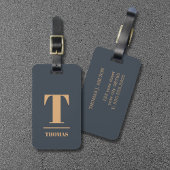 Cool Bold Monogram Deep Blue Brown Bagagelabel