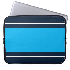 Cool Bold Nautical Navy Sky Blue Racing Stripes Laptop Sleeve
