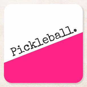 Cool Bold Pink Diagonal Wedge Pickleball Text Kartonnen Onderzetters