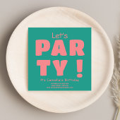 Cool Bold Pink Lets Part Typography Retro Verjaard Kaart