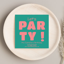 Cool Bold Pink Lets Part Typography Retro Verjaard Kaart