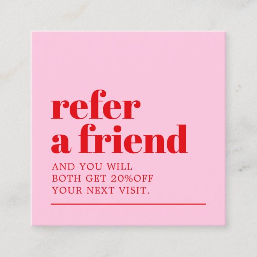 Cool Bold Roze Rood Wit Beauty Salon Aanbevelingskaartje (Voorkant)