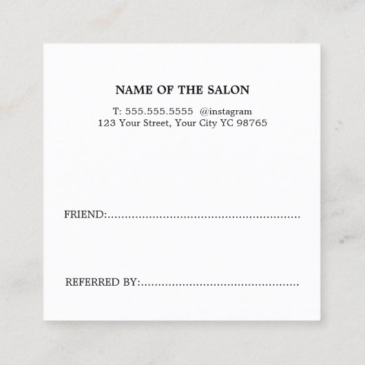Cool Bold Roze Rood Wit Beauty Salon Aanbevelingskaartje (Achterkant)