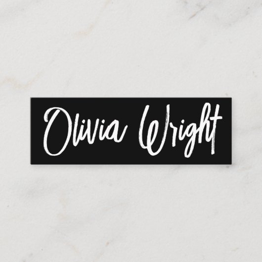 Cool Bold Signature Script Typography Modern Black Mini Visitekaartje (Voorkant)