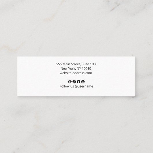 Cool Bold Signature Script Typography Modern Black Mini Visitekaartje (Achterkant)