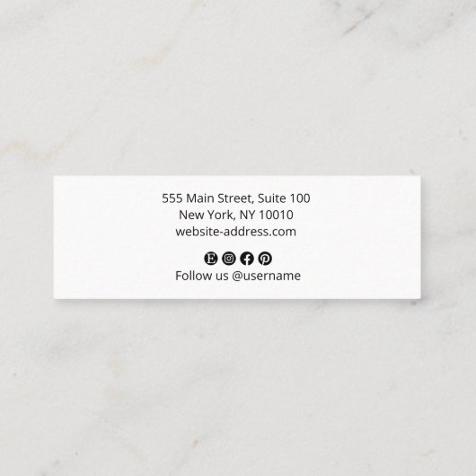 Cool Bold Signature Script Typography Moderne Whit Mini Visitekaartje (Achterkant)