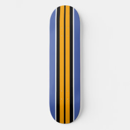 Cool Bold Yellow Black Summer Blue Racing Stripes Persoonlijk Skateboard