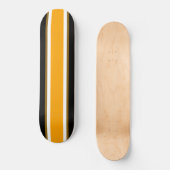 Cool Bold Zwart Helder Geel Wit Racing Stripes Persoonlijk Skateboard (Voorkant)