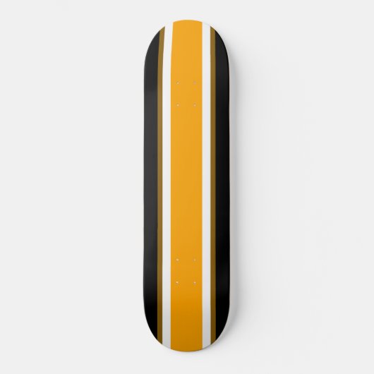 Cool Bold Zwart Helder Geel Wit Racing Stripes Persoonlijk Skateboard (Voorkant)