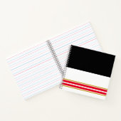 Cool Bold Zwart Wit Helder Rood Racing Stripes Notitieboek (Binnen)