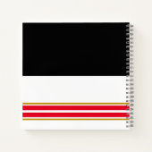 Cool Bold Zwart Wit Helder Rood Racing Stripes Notitieboek (Achterkant)