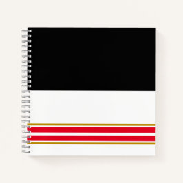 Cool Bold Zwart Wit Helder Rood Racing Stripes Notitieboek