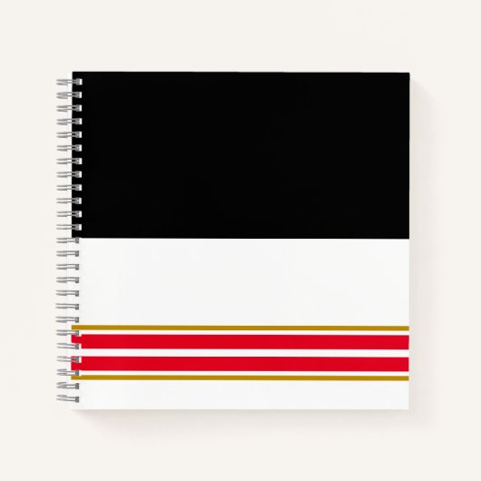 Cool Bold Zwart Wit Helder Rood Racing Stripes Notitieboek (Voorkant)