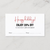 Cool Bold Zwart Wit Rode Salon Afspraakkorting Kortingskaartje (Voorkant)