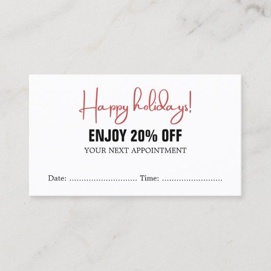 Cool Bold Zwart Wit Rode Salon Afspraakkorting Kortingskaartje (Voorkant)