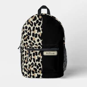 Cool Bone Beige Bruin Zwart Luipaard Print Tieners Bedrukte Rugzak