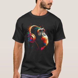 Cool Bonobo Monkey Hoofdtelefoon Muziek Art Christ T-shirt