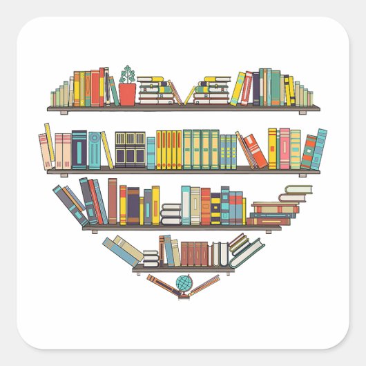 Cool Books Reading Men Women Book Literacy L Vierkante Sticker (Voorkant)