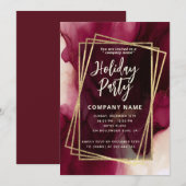 Cool bordeauxrood Abstracte waterverf inkt geometr Kaart (Voorkant / Achterkant)